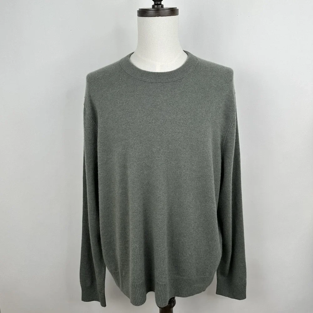 NWT Banana Republic Men's Cashmere Crew Neck Sweater XXL Heather Grey Green
